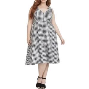 Torrid Retro Black and White Chic Gingham Bow Rockabilly Midi Dress Plus Size 24